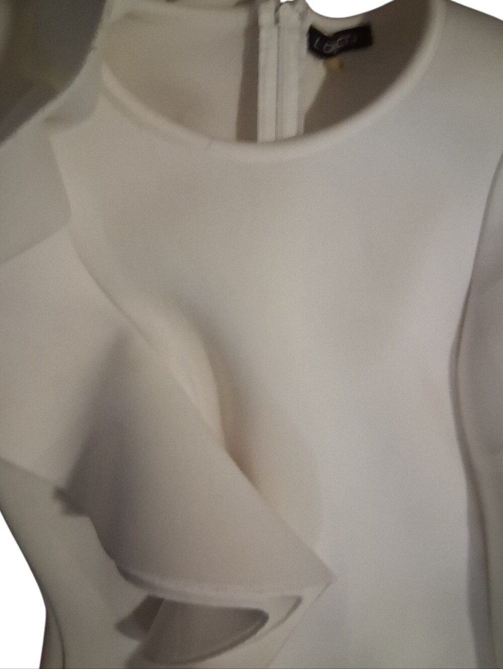 Cream One-Shoulder Ruffle Sheath Dress - Picture 2 of 2